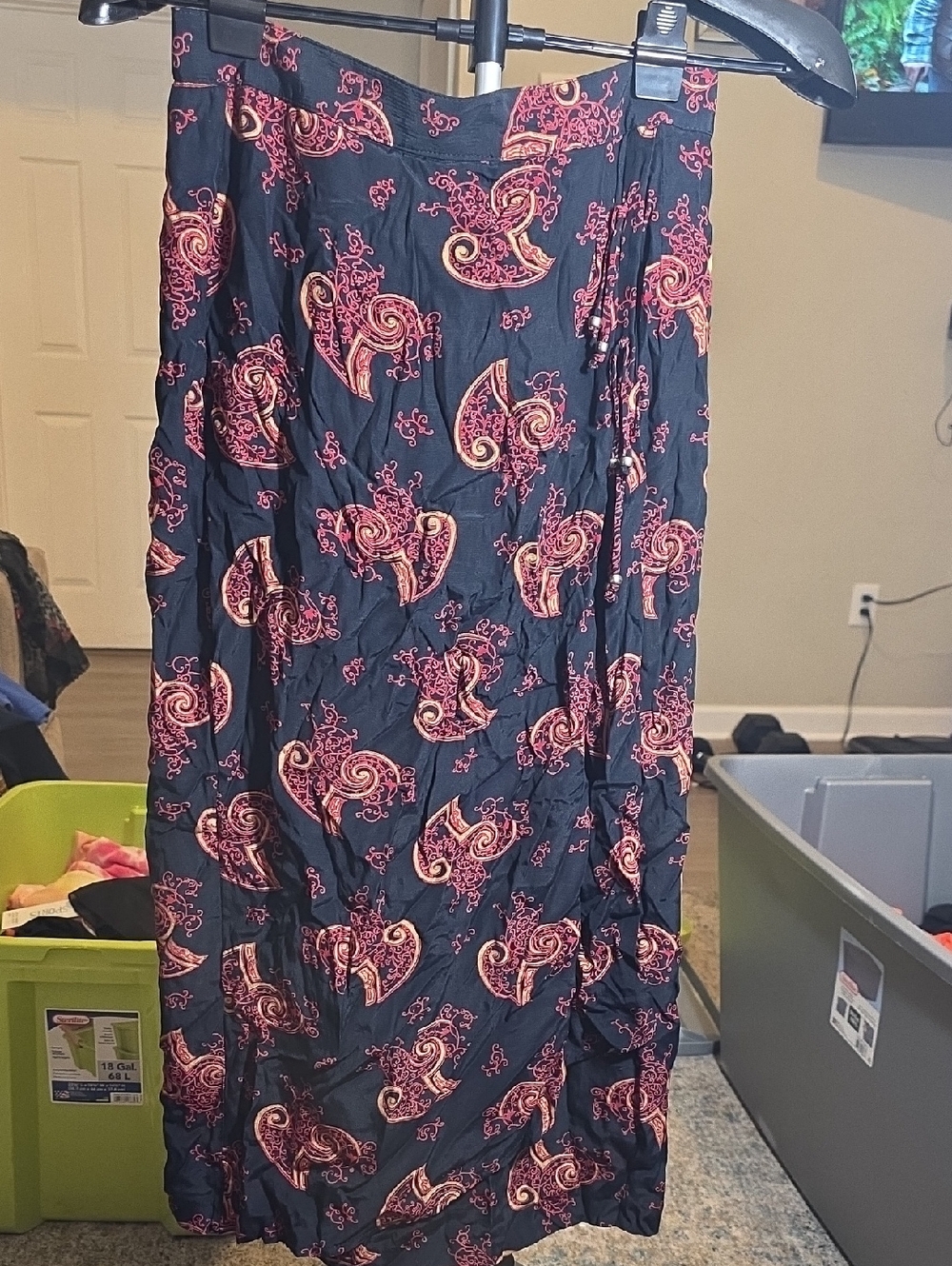Women's Maxi Skirt with Pink Paisley Print
